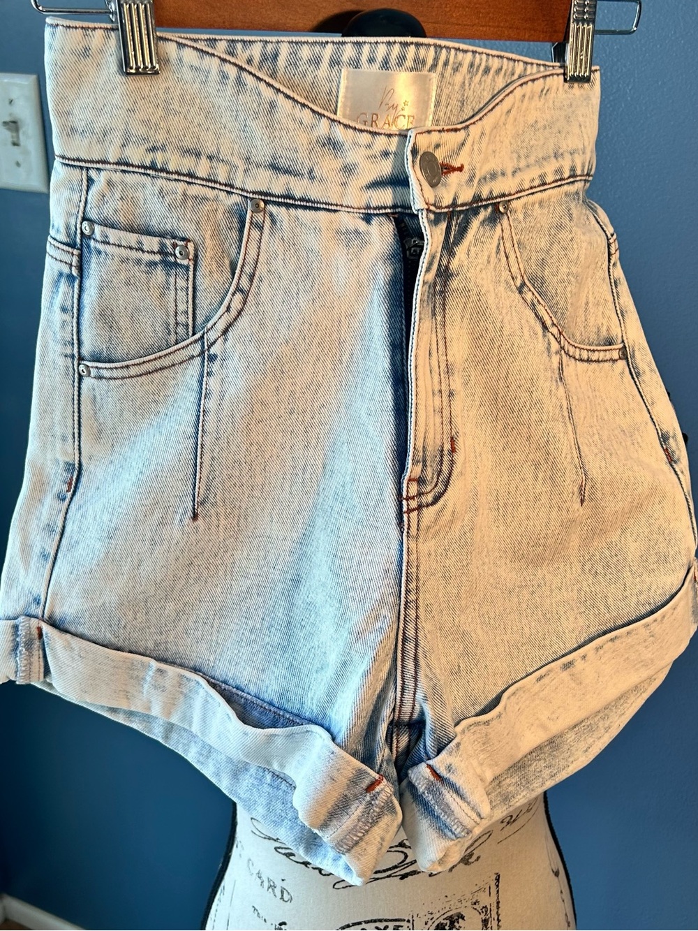 By grace High-Waist Light Wash Denim Shorts
